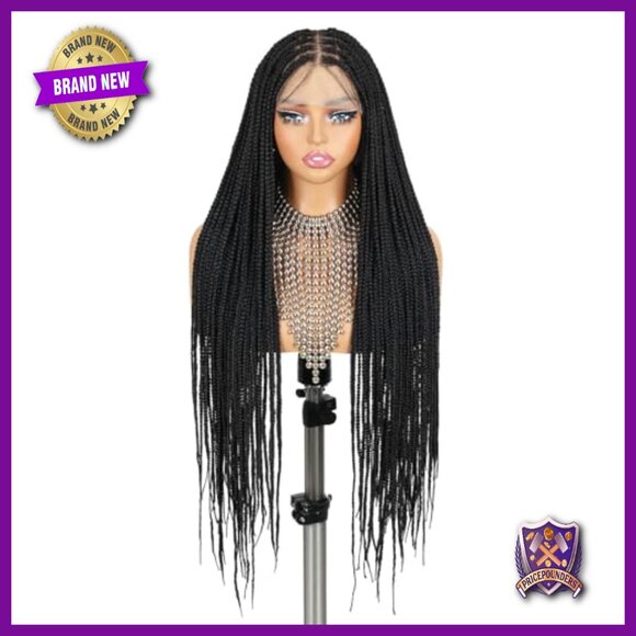 Full Lace Knotless Braided Wig 34Inch Synthetic Hair with Baby Hair main image 4